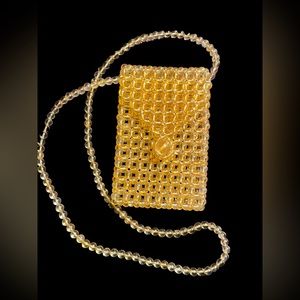 funky plastic bead phone purse clear